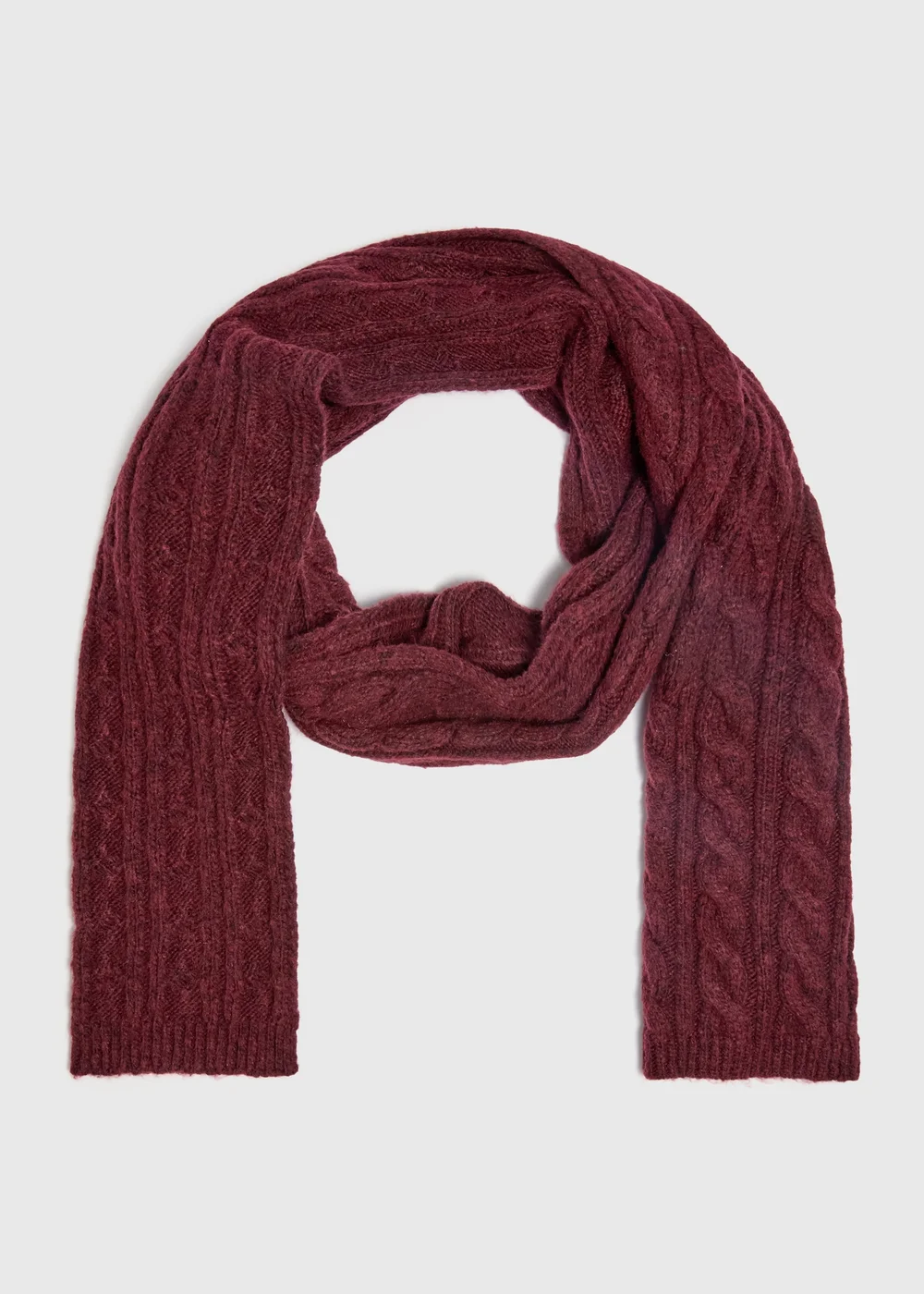 Burgundy Cable Knit Scarf - One Size Image 1