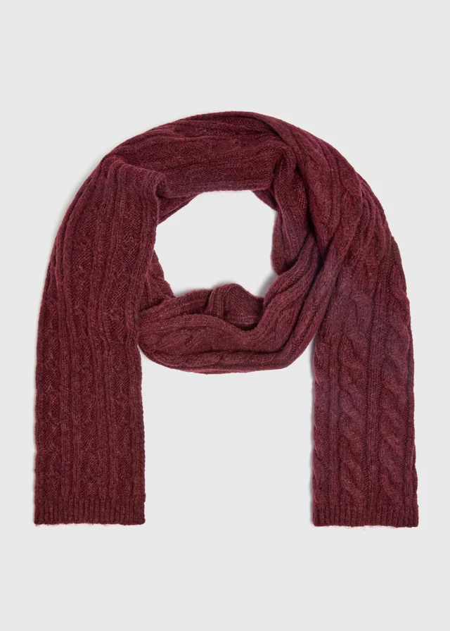 Burgundy Cable Knit Scarf
