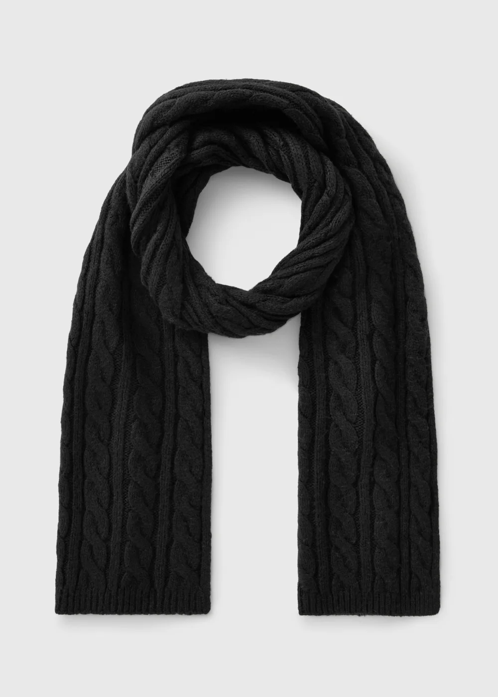 Black Cable Knit Scarf - One Size Image 1