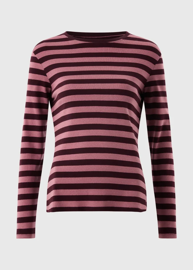 Pink Striped Long Sleeve T-Shirt