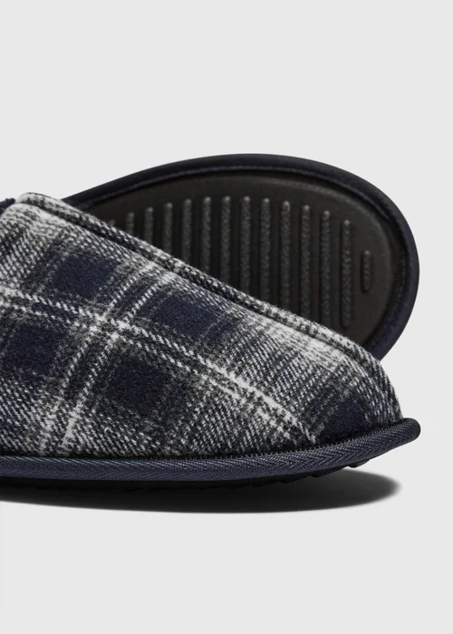 Navy Check Mule Slippers - 6 Image 2
