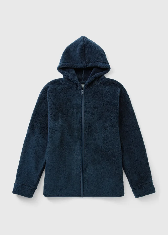 Navy Fleece Zip Hoodie
