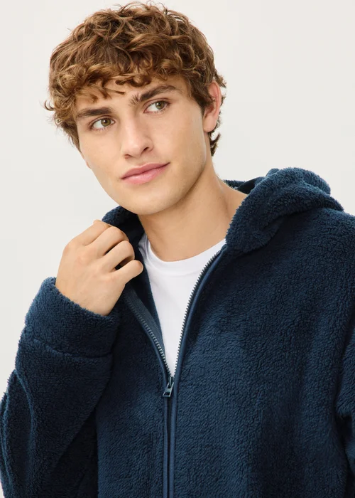 Navy Fleece Zip Hoodie - S Image 3