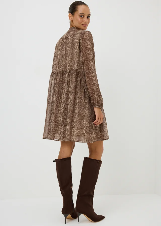 Brown Animal Print Boho Dress