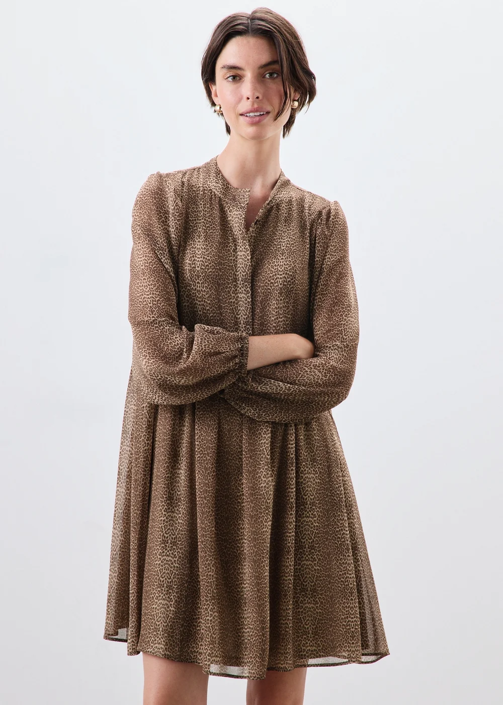 Brown Animal Print Boho Dress - 8 Image 1