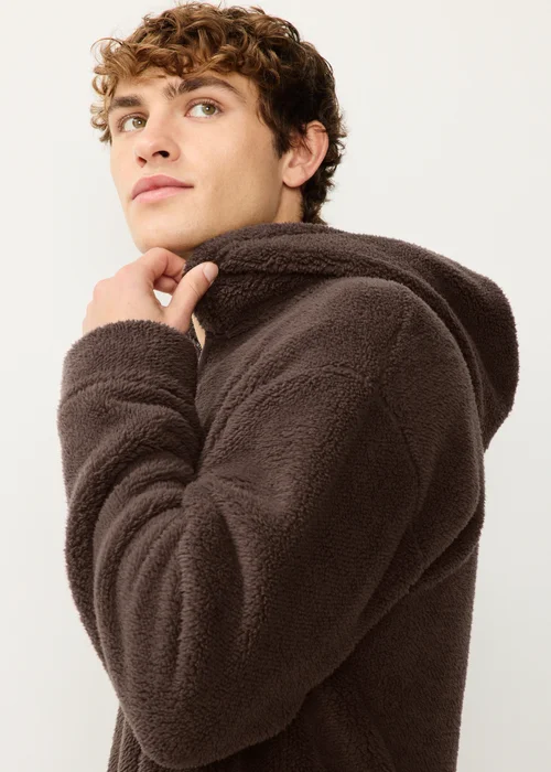 Brown Fleece Zip Hoodie - S Image 3
