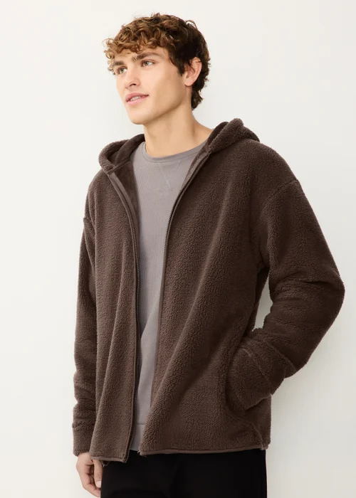 Brown Fleece Zip Hoodie - S Image 1