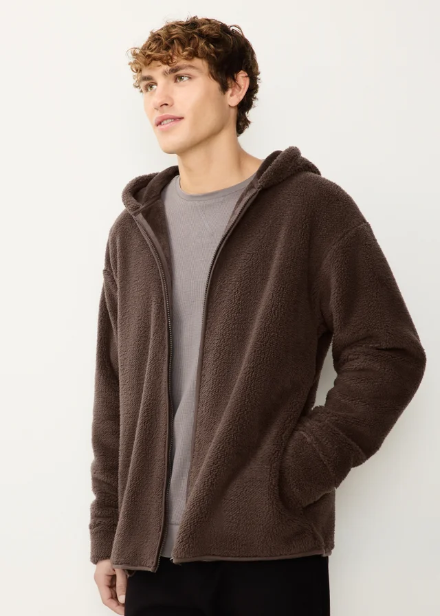Brown Fleece Zip Hoodie