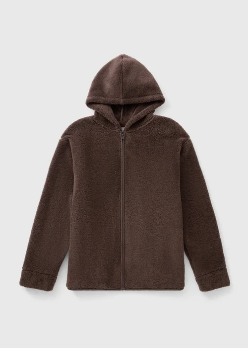 Brown Fleece Zip Hoodie - S Image 4