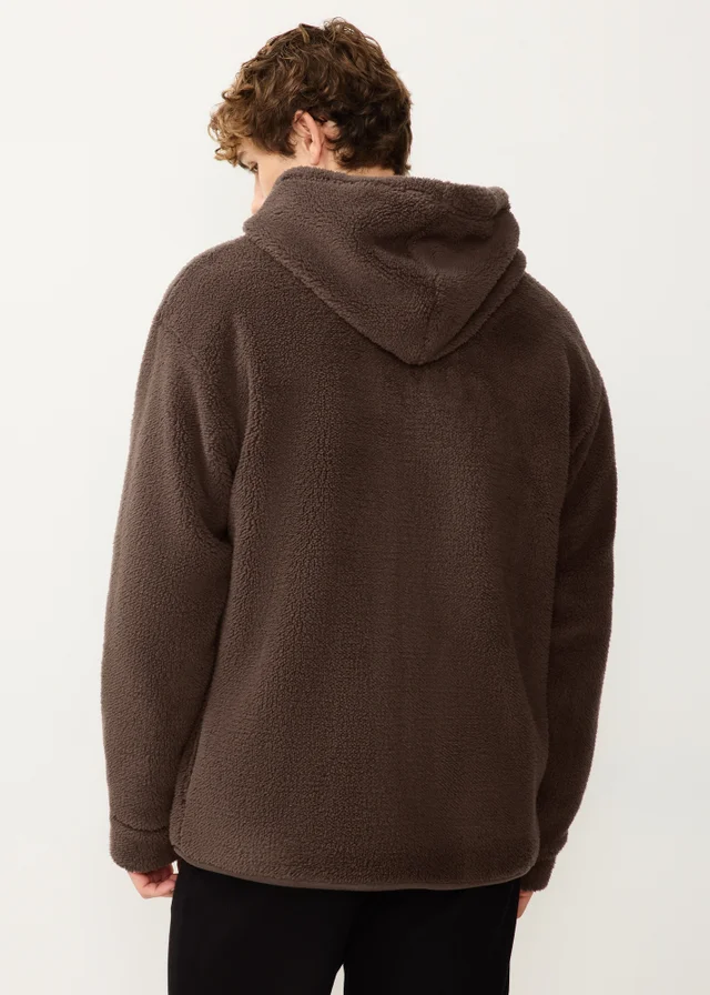 Brown Fleece Zip Hoodie