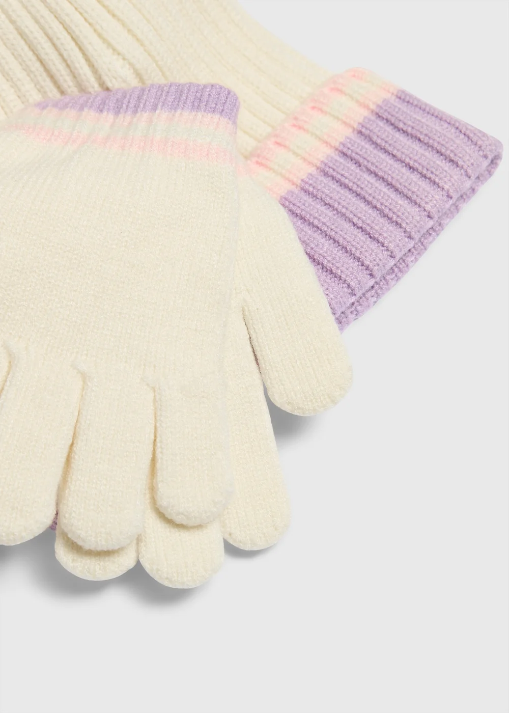 Girls' Cream Knitted Hat, Scarf & Gloves Set (3-13 Yrs) - 7-10 Yrs Image 2