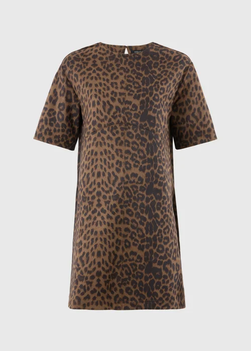 Brown Animal Suedette Mini Shift Dress - 8 Image 2