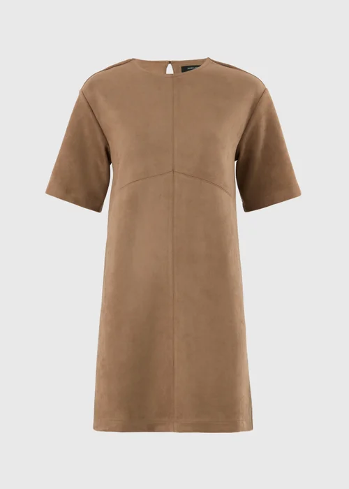 Tan Faux Suede Mini Shift Dress - 8 Image 3
