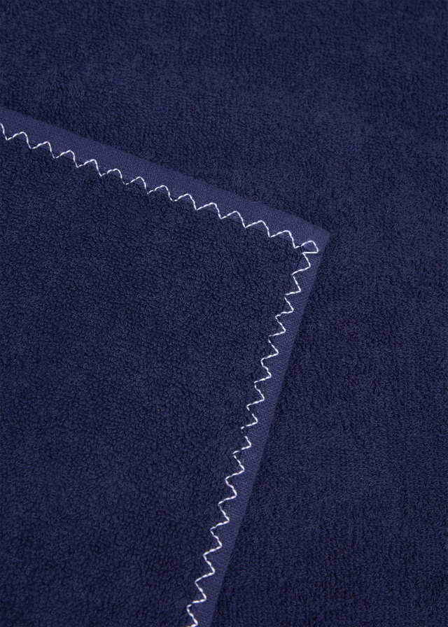 Navy Stitch Border Hand Towel