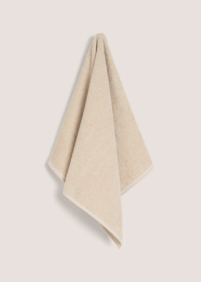 Natural Stitch Border Hand Towel
