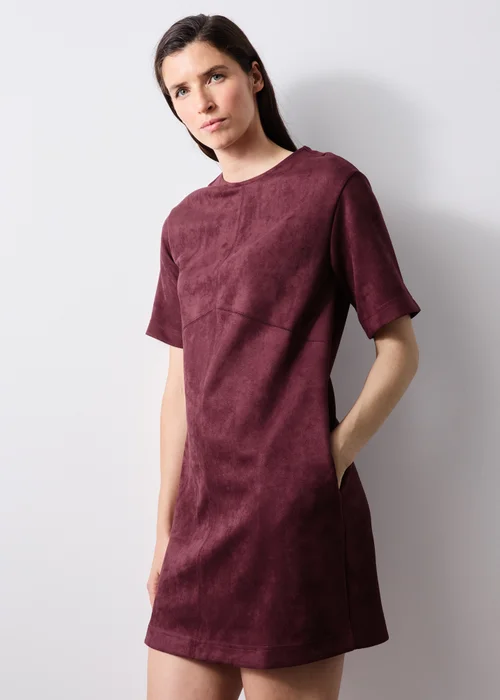 Wine Suedette Mini Shift Dress - 8 Image 1