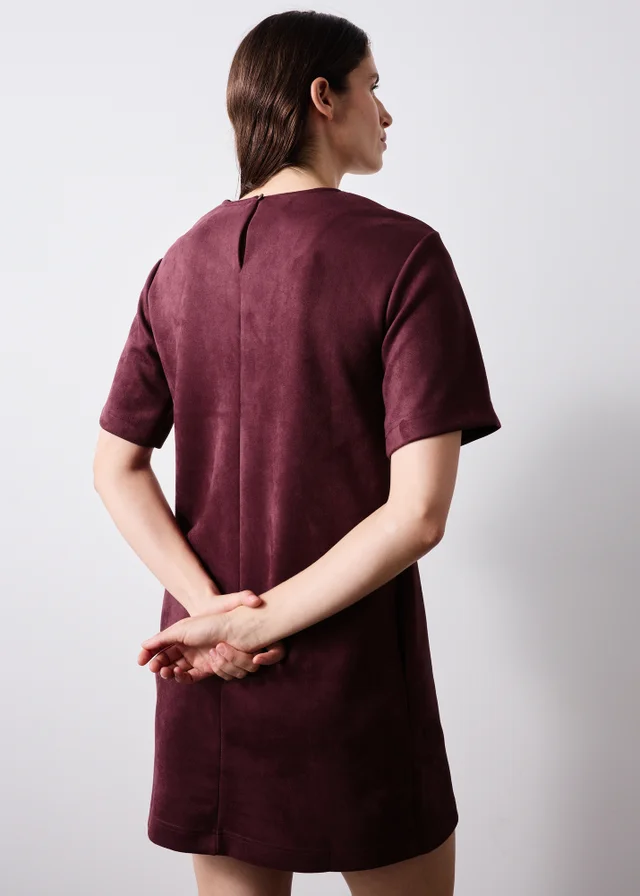 Wine Suedette Mini Shift Dress