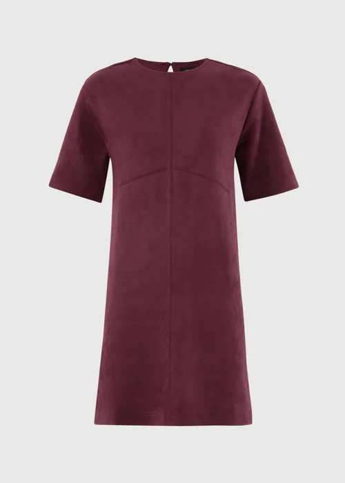 Wine Suedette Mini Shift Dress - 8 Image 4