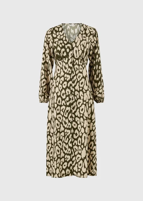 Khaki Animal Print Shirt Dress - 8 Image 4