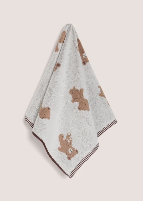 Beige Patch Teddy Bear Hand Towel - Hand Towel Image 1