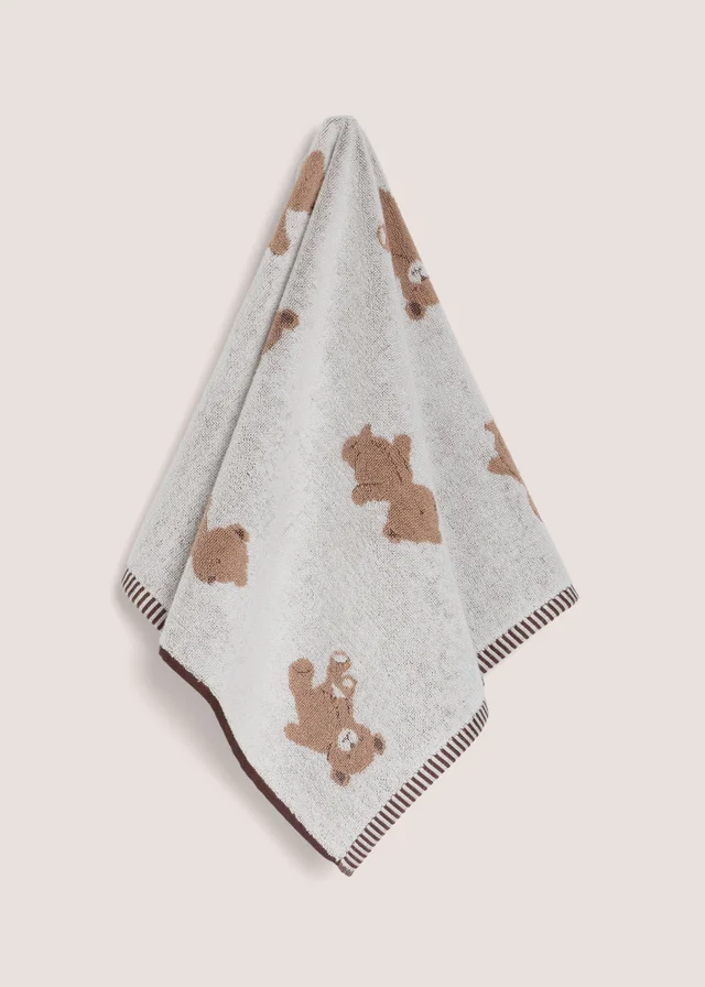Beige Patch Teddy Bear Hand Towel