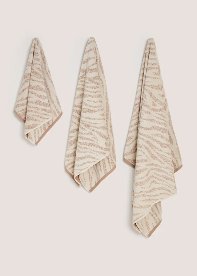 Beige Zebra Jacquard Towels
