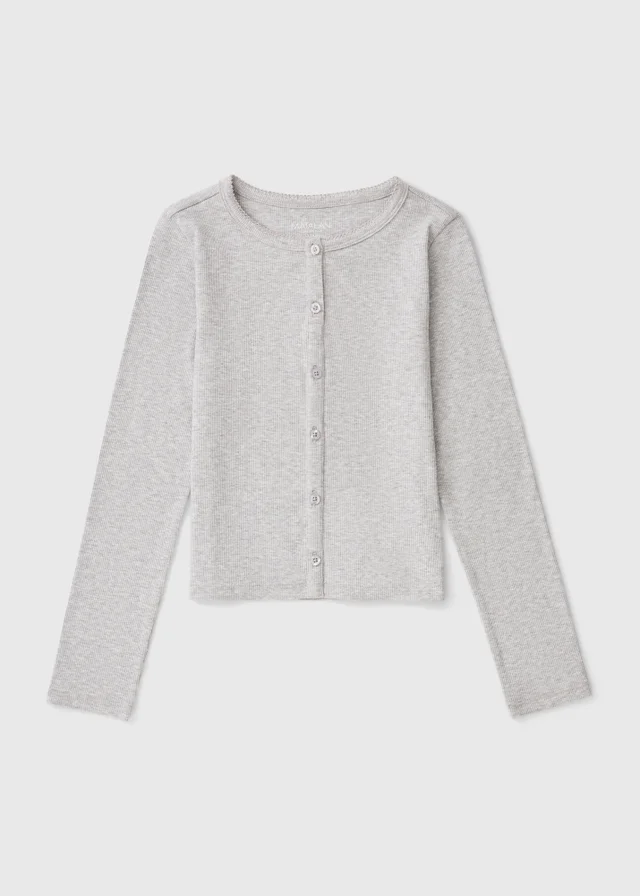 Grey Button Thru Henley Top