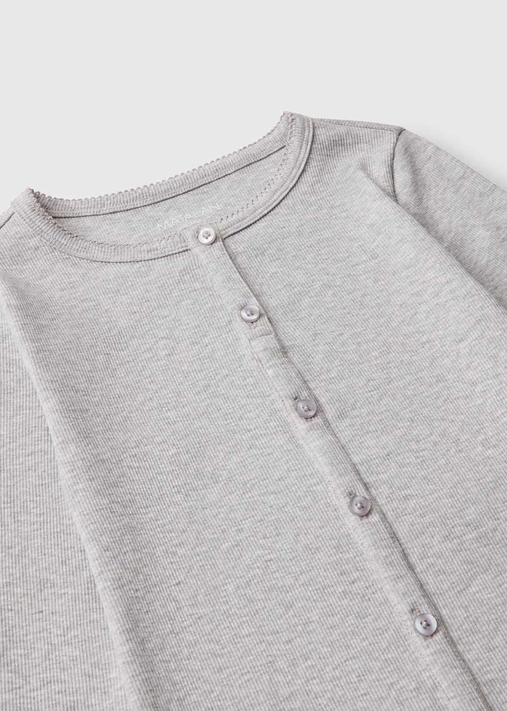 Grey Button Thru Henley Top - 7 Yrs Image 2