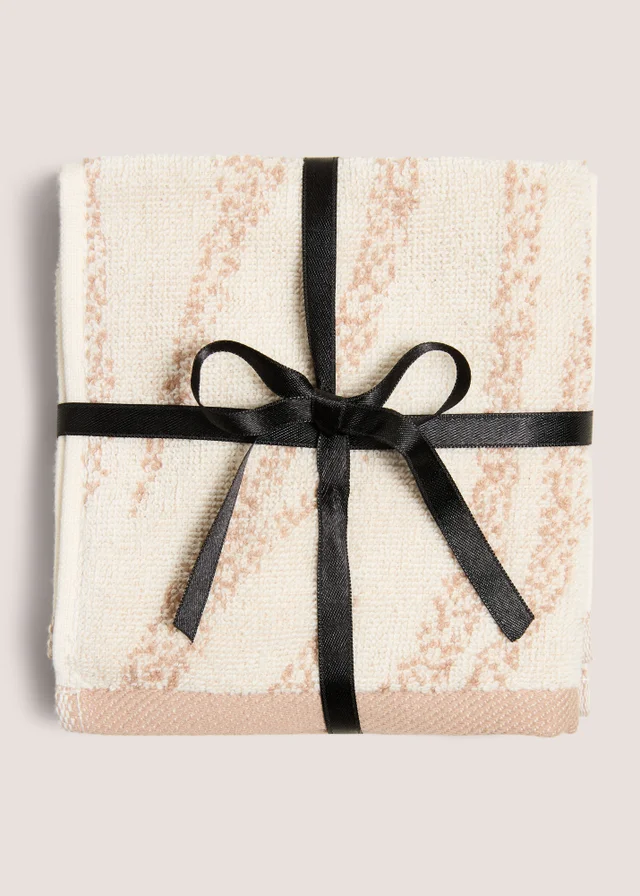 2 Pack Beige Zebra Jacquard Face Cloths