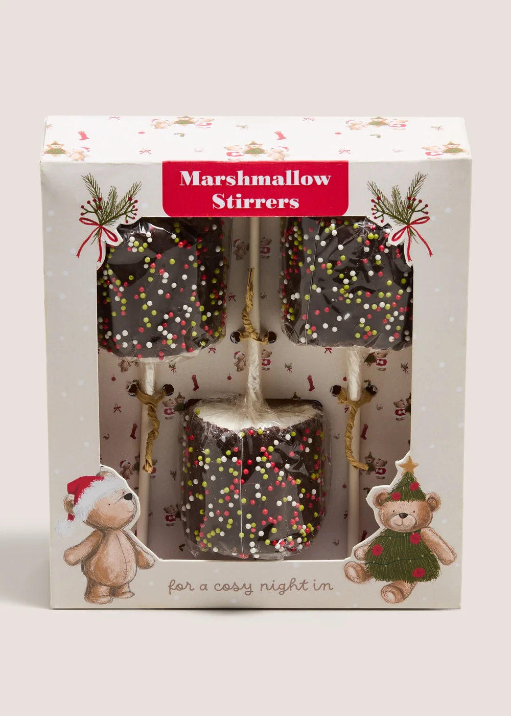 3 Pack Christmas Patch Bear Marshmallow Stirrers Image 1