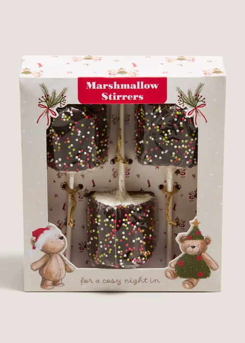 3 Pack Christmas Patch Bear Marshmallow Stirrers Image 1