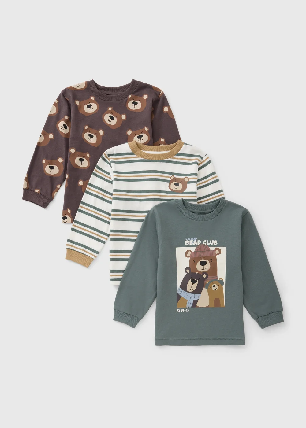 3 Pack Boys Multi Bear Tops (1-8yrs) - 1-1.5 Yrs Image 1