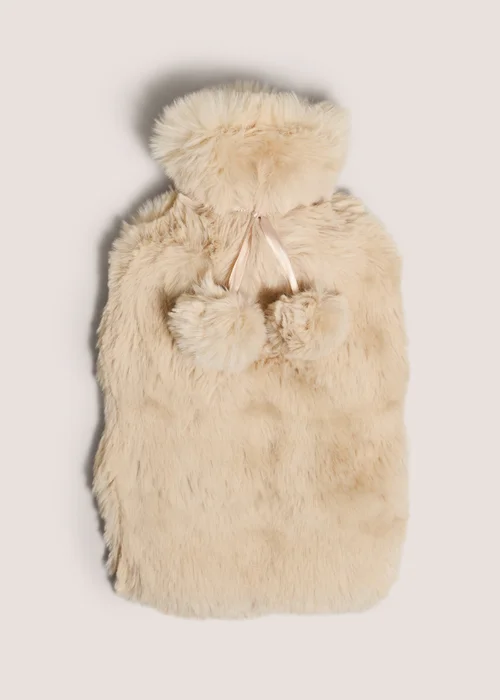 Cream Bubble Faux Fur Hot Water Bottle Image 1