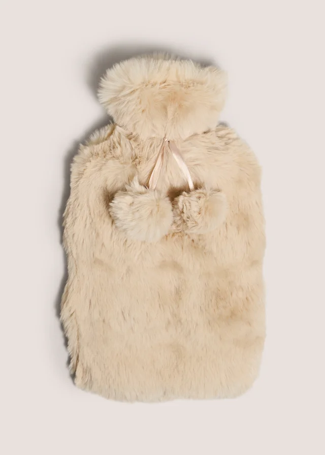 Cream Bubble Faux Fur Hot Water Bottle