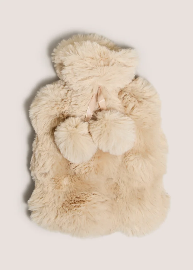 Cream Mini Bubble Faux Fur Hot Water Bottle