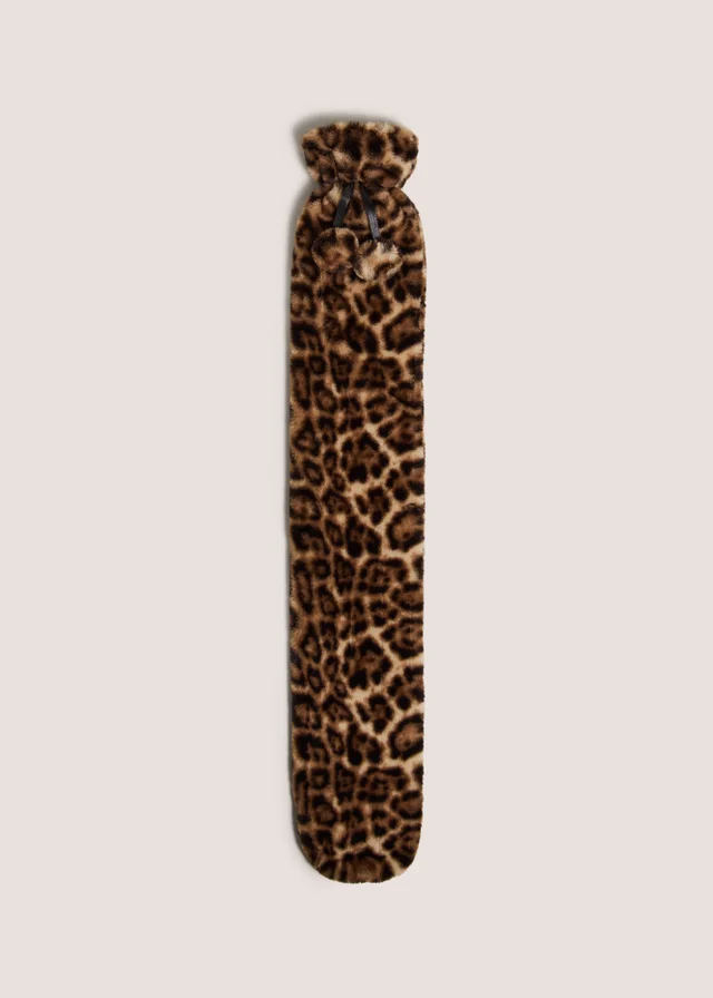 Leopard Faux Fur Long Hot Water Bottle