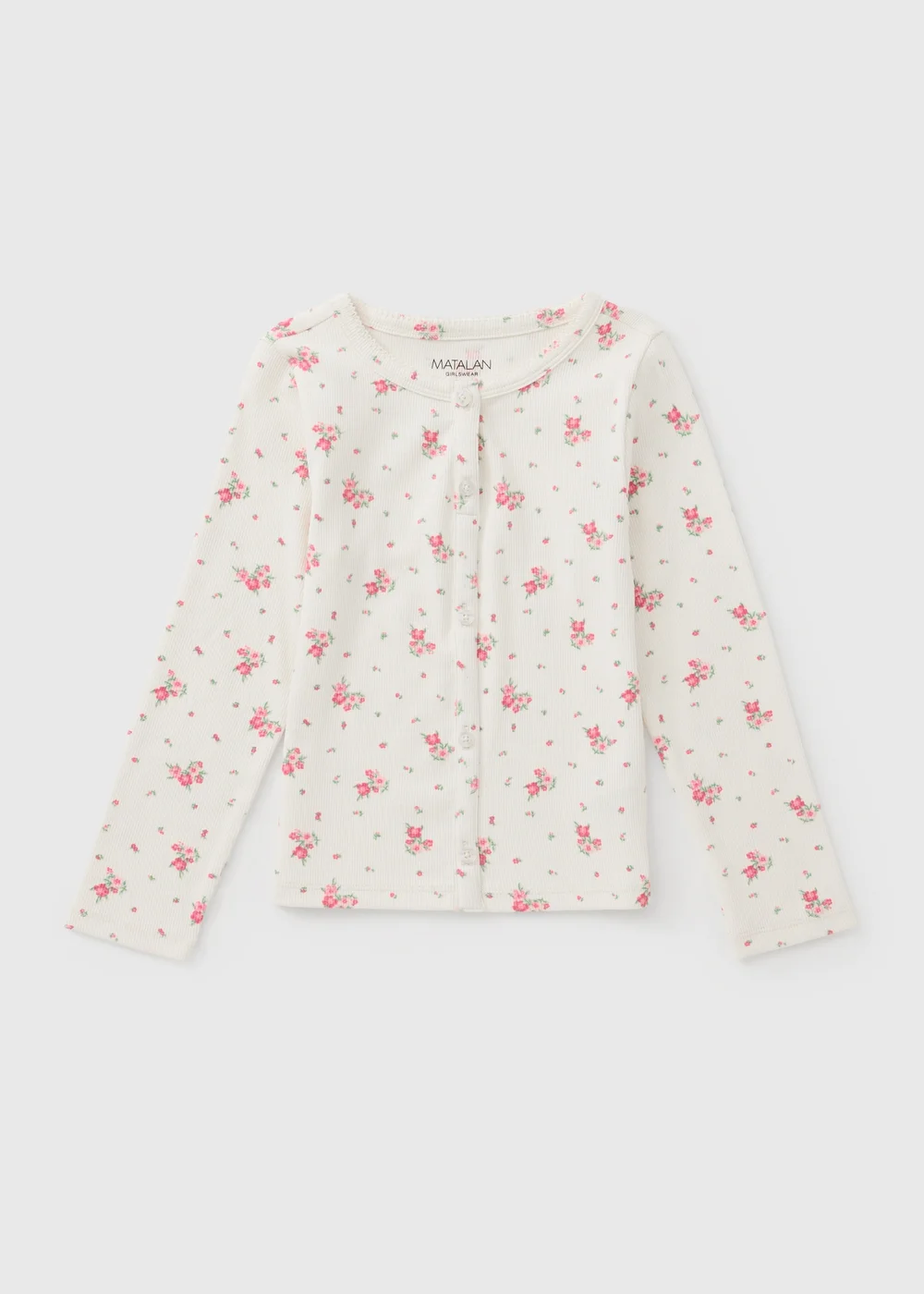 Girls Cream Floral Henley Top (7-15yrs) - 9 Yrs Image 1