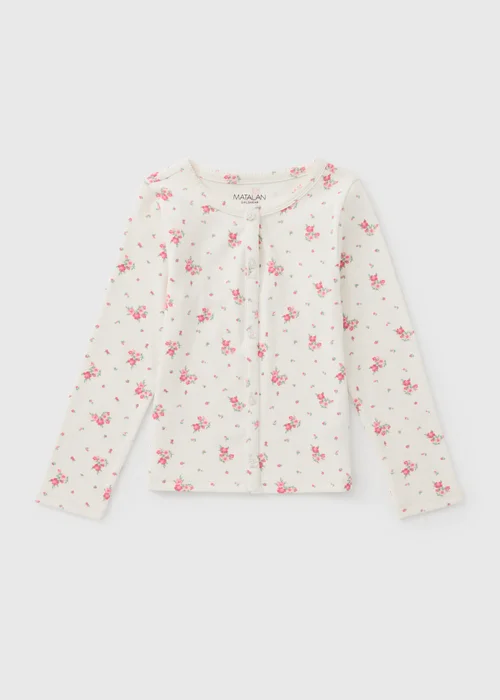 Girls Cream Floral Henley Top (7-15yrs) - 9 Yrs Image 1