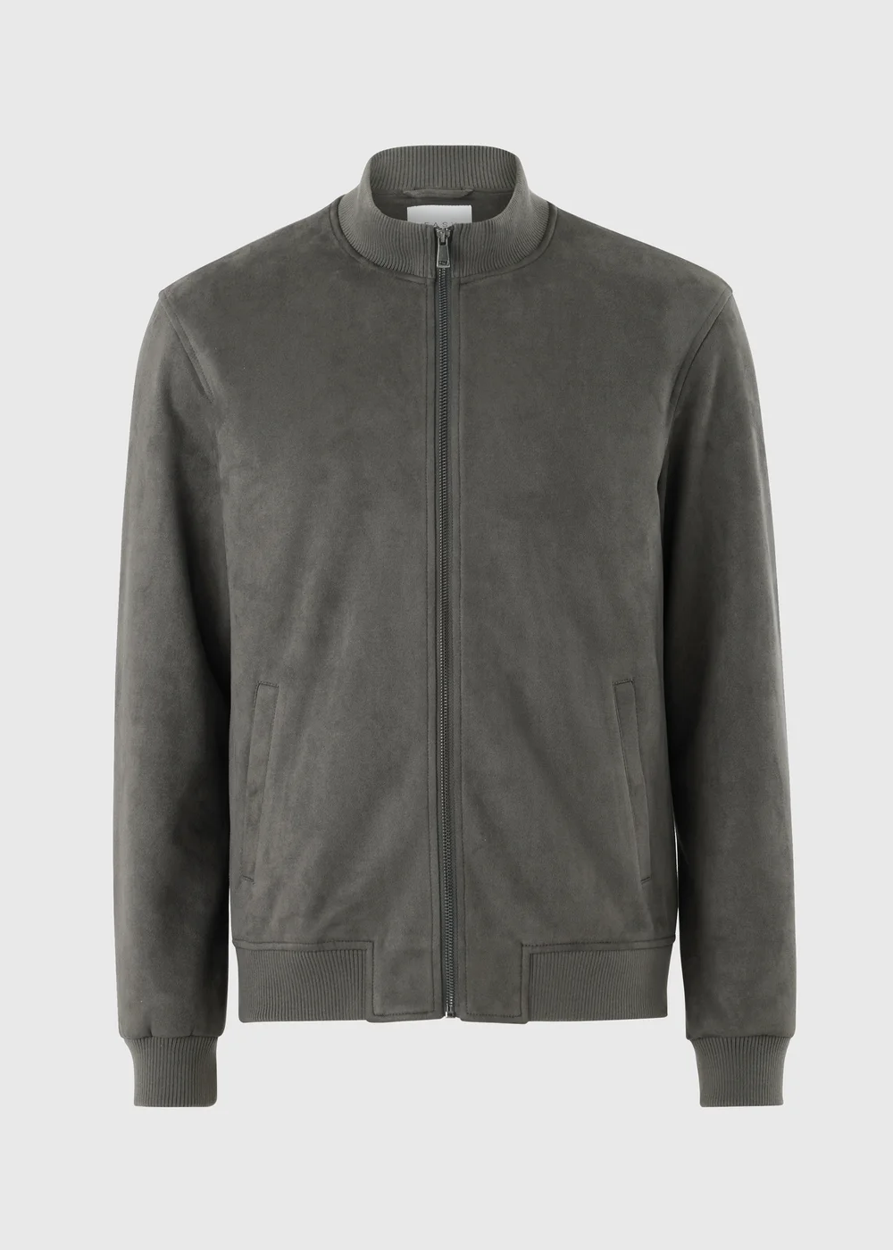 Grey Faux Suede Bomber Jacket - XS Image 4