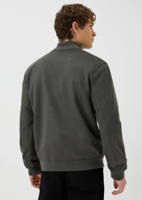 Grey Faux Suede Bomber Jacket - XS Image 2