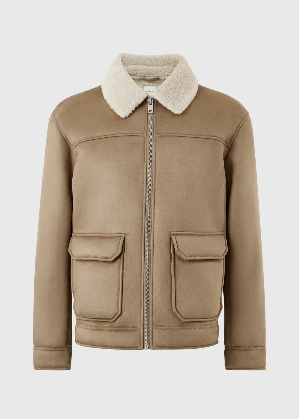 Stone Faux Suede Shearling Jacket - XS Image 5