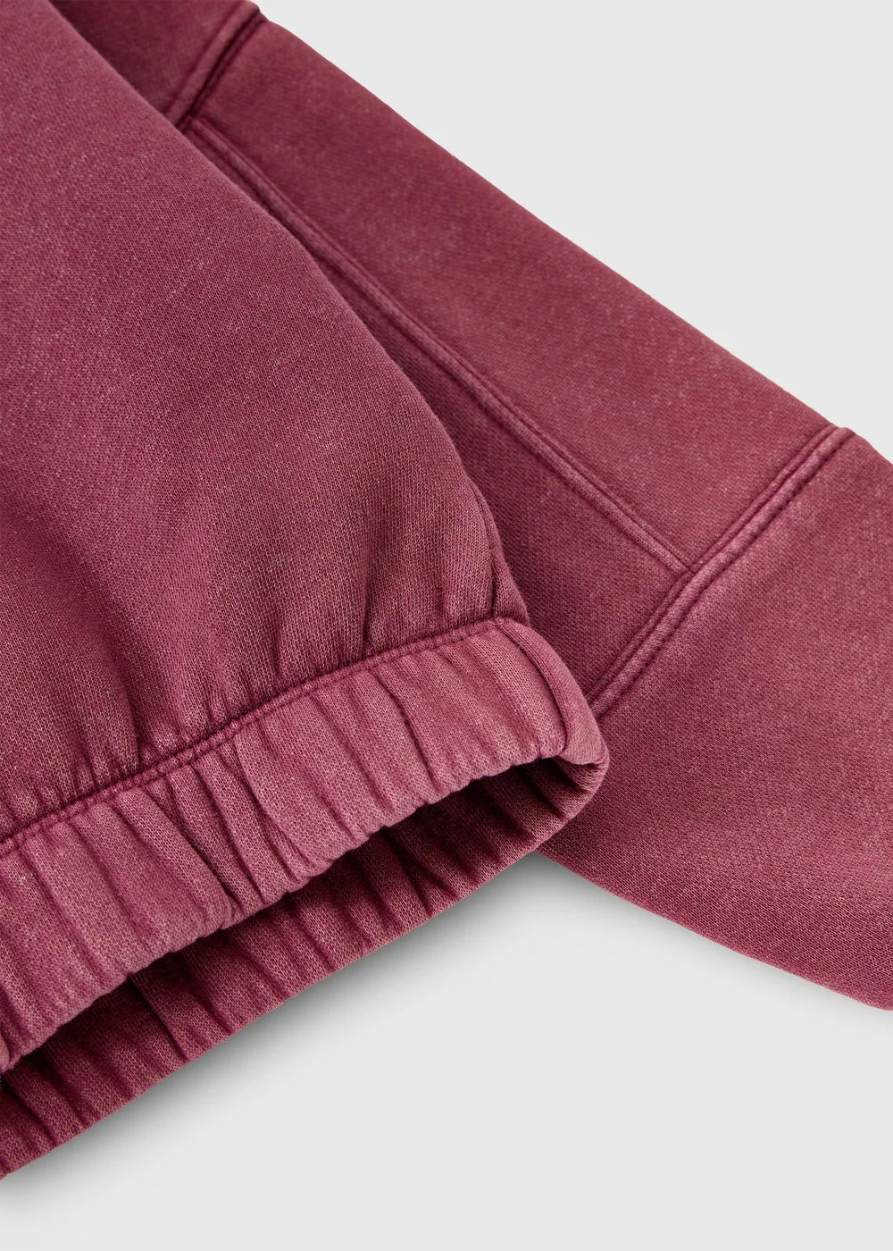 Girls Burgundy Acid Wash Cropped Zip Hoodie (7-15yrs) - 7 Yrs Image 2