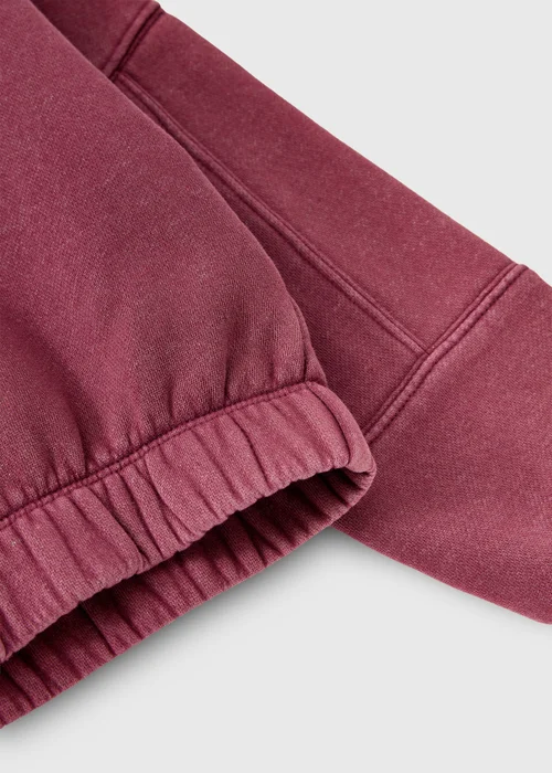 Girls Burgundy Acid Wash Cropped Zip Hoodie (7-15yrs) - 7 Yrs Image 2