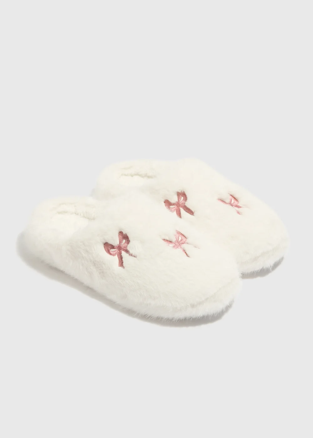 Cream Mule Bow Slippers - S Image 1