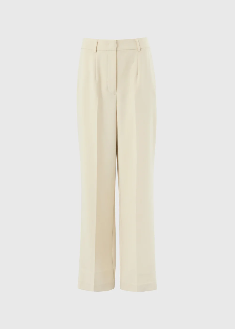 Cream Textured Woven Wide Leg Trousers - 8/L29 Image 4