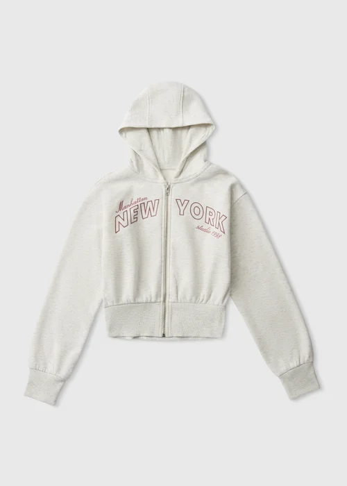 Girls Grey New York Zip Up Hoodie (7-15yrs) - 7 Yrs Image 1