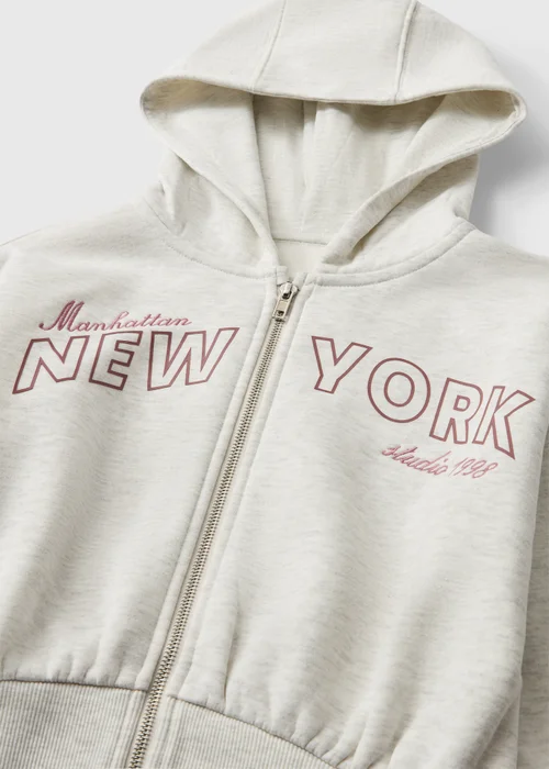 Girls Grey New York Zip Up Hoodie (7-15yrs) - 7 Yrs Image 2