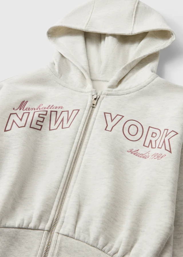 Girls Grey New York Zip Up Hoodie (7-15yrs)