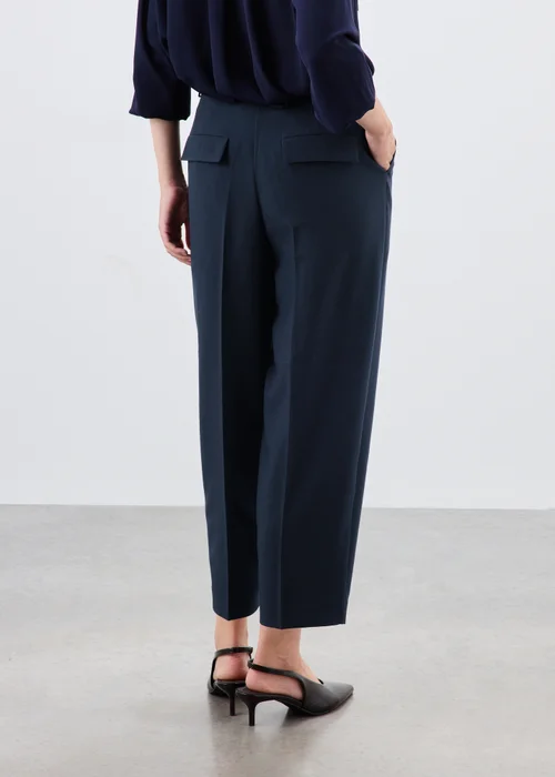 Navy Barrel Leg Trousers - 8/L29 Image 2