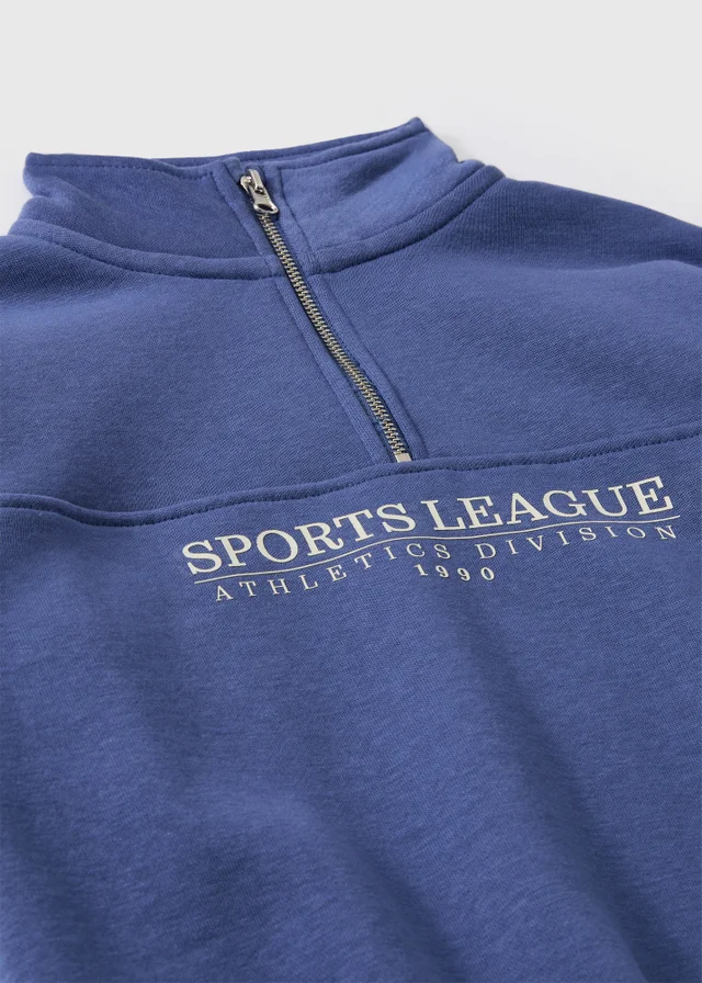 Girls Blue Co Ord Quarter Zip Sweatshirt (7-15yrs)